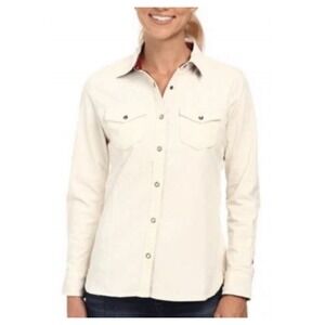 Woolrich Corduroy Shirt Womens XXL White Excellent Snap Front Long Sleeve 2470